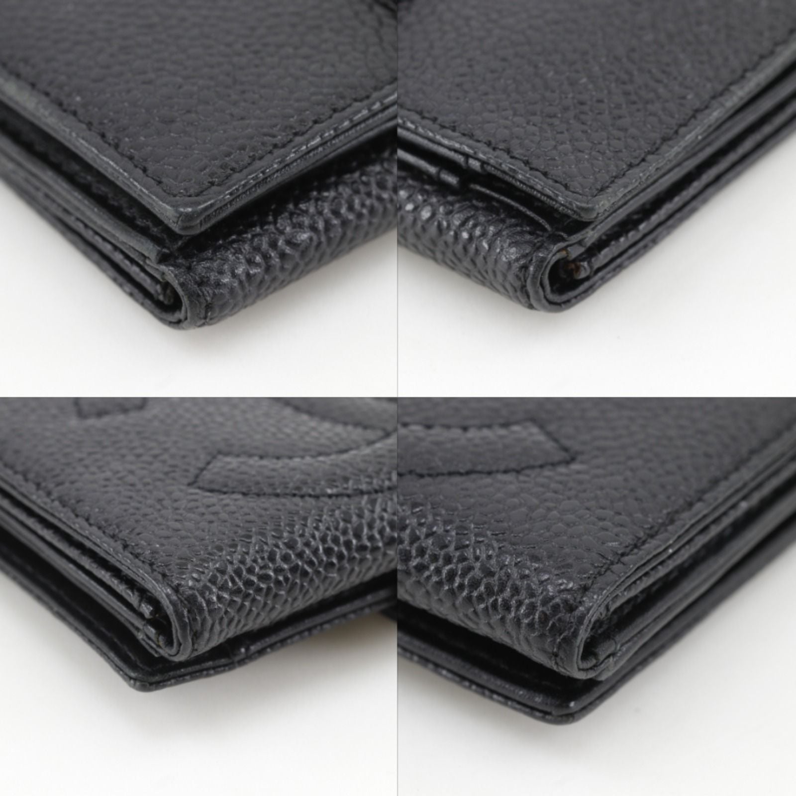 Chanel CC Logo Caviar Leather Black Bifold Wallet — view 4