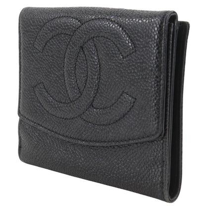 Chanel CC Logo Caviar Leather Black Bifold Wallet — view 2