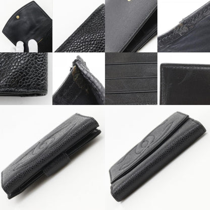 Chanel CC Logo Caviar Leather Black Bifold Wallet — view 8