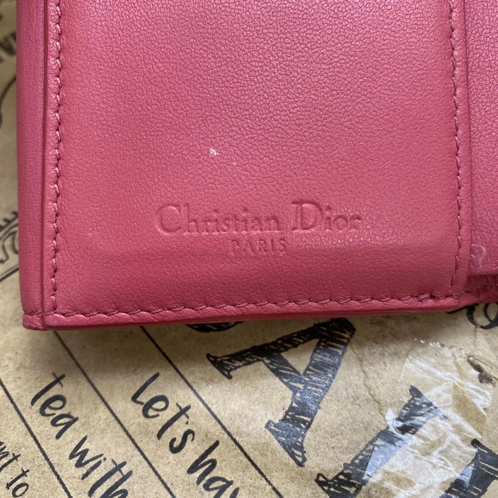Dior Trifold Wallet Cannage Pink Coin Card Billfold Compact — view 5