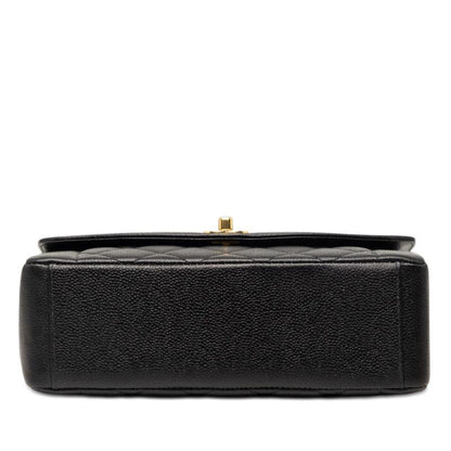 Chanel CC Logo Quilted 25 Diana Chain Shoulder Bag Black Caviar Leather — view 3