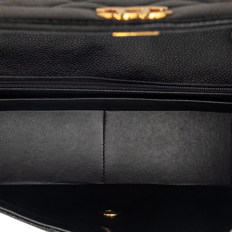Chanel CC Logo Quilted 25 Diana Chain Shoulder Bag Black Caviar Leather — view 4