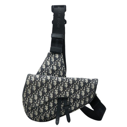 Dior Oblique Saddle Belt Bag Black Beige Canvas Leather