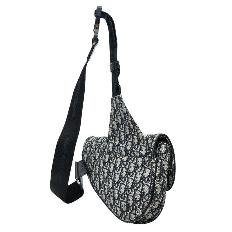 Dior Oblique Saddle Belt Bag Black Beige Canvas Leather — view 2