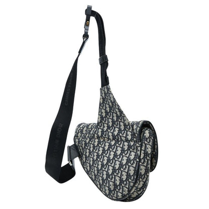Dior Oblique Saddle Belt Bag Black Beige Canvas Leather — view 2