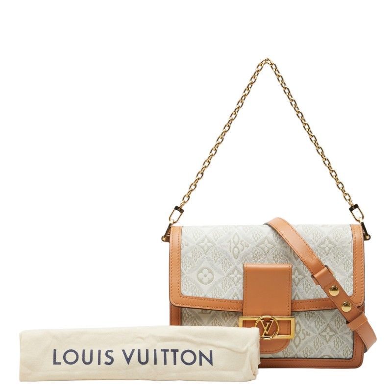 Louis Vuitton Since Dauphine MM Chain 2-Way Shoulder Bag White Beige Canvas — view 6