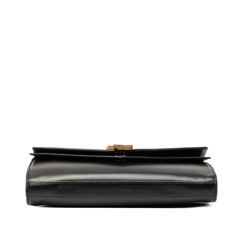 Saint Laurent YSL Logo Chain Wallet Shoulder Back Black Leather — view 3