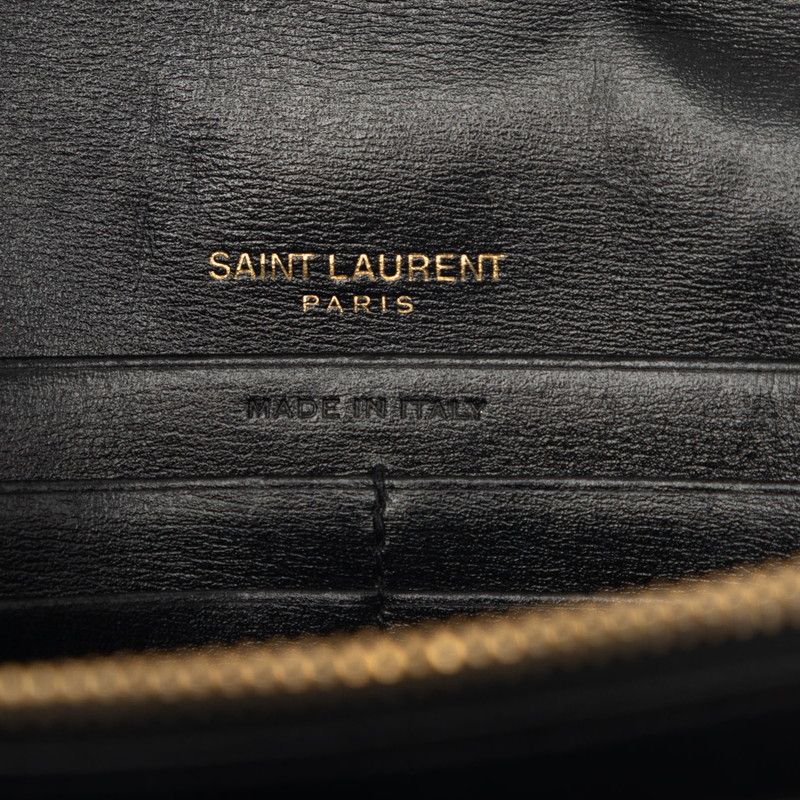 Saint Laurent YSL Logo Chain Wallet Shoulder Back Black Leather — view 5