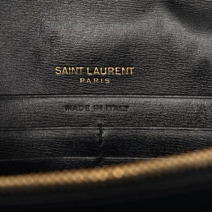 Saint Laurent YSL Logo Chain Wallet Shoulder Back Black Leather — view 5