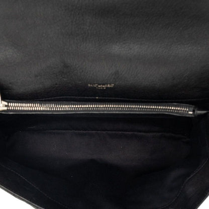 Saint Laurent YSL Logo Stitch Top Handle Shoulder Bag 2-Way Black Leather — view 4