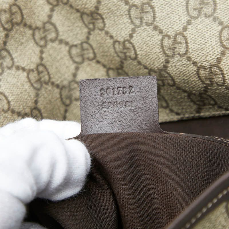 Gucci GG Supreme Crossbody Shoulder Bag Beige Leather — view 7