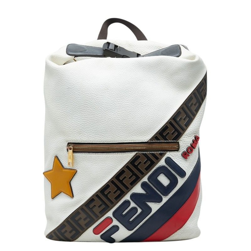 Fendi Fila Mania Zucca Backpack White Multi Leather