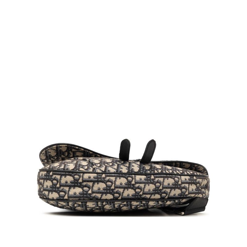 Dior Oblique Saddle Bag Cross Beige Navy Canvas — view 3