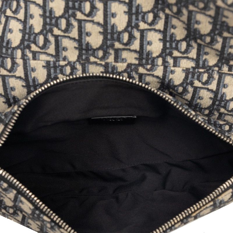 Dior Oblique Saddle Bag Cross Beige Navy Canvas — view 4