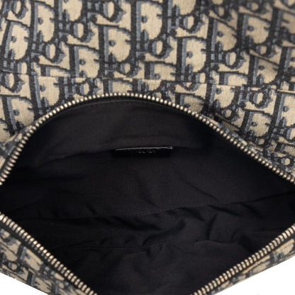 Dior Oblique Saddle Bag Cross Beige Navy Canvas — view 4