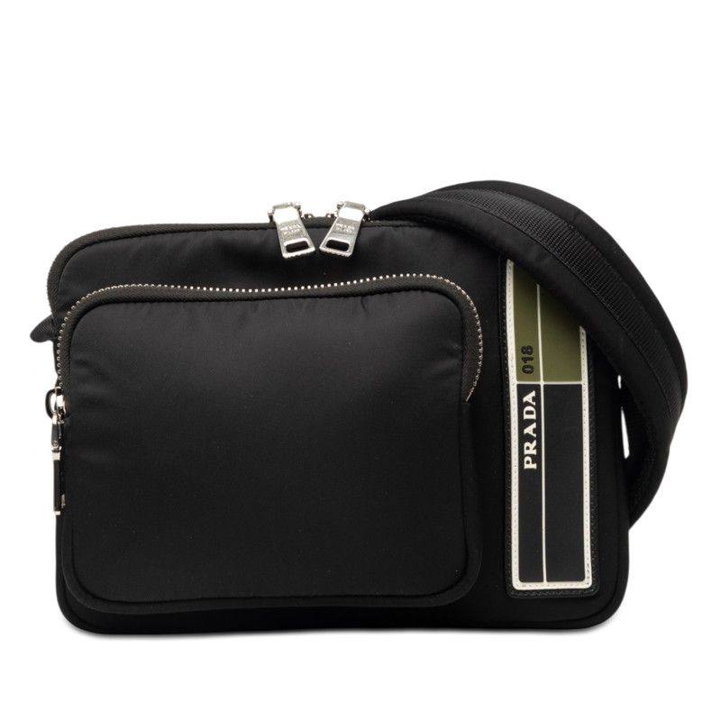 Prada Logo Shoulder Bag Black Multi Nylon Rubber
