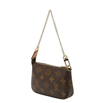 Louis Vuitton Monogram Mini Pochette Pouch Handbag Brown Leather — view 2