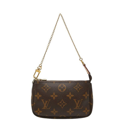 Louis Vuitton Monogram Mini Pochette Pouch Handbag Brown Leather