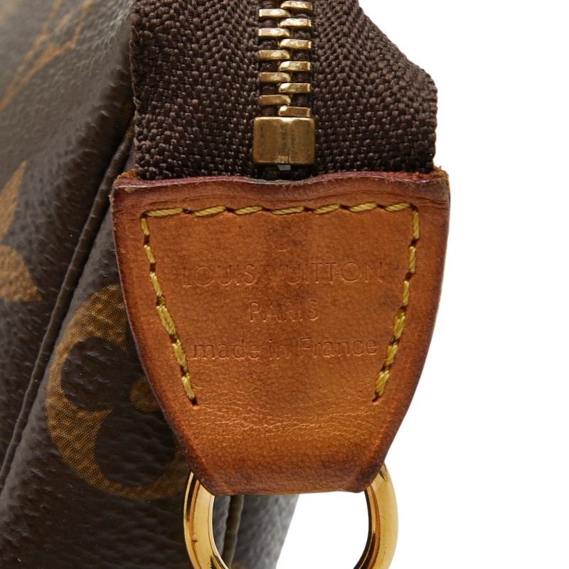 Louis Vuitton Monogram Mini Pochette Pouch Handbag Brown Leather — view 7