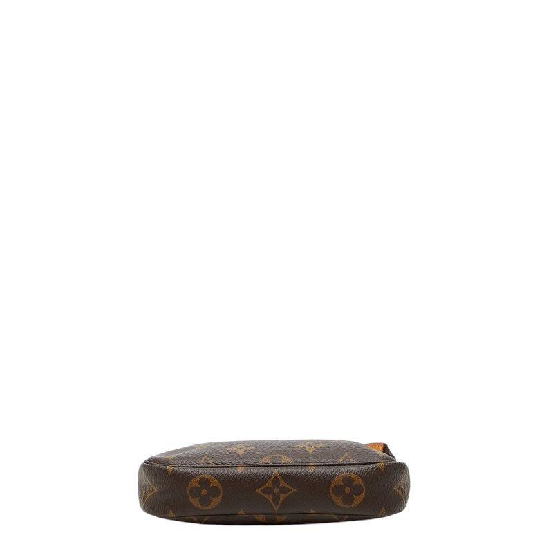 Louis Vuitton Monogram Mini Pochette Pouch Handbag Brown Leather — view 3