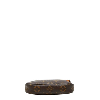 Louis Vuitton Monogram Mini Pochette Pouch Handbag Brown Leather — view 3