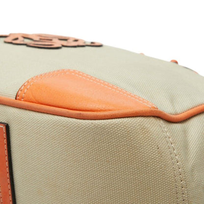 Loewe Anagram Tote Shoulder Bag Beige Orange Canvas Leather — view 4