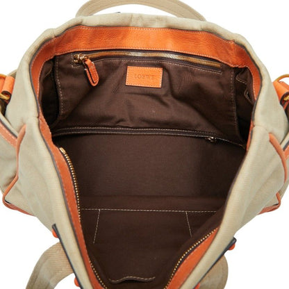 Loewe Anagram Tote Shoulder Bag Beige Orange Canvas Leather — view 8