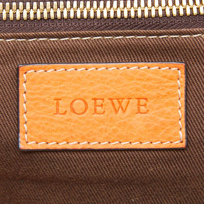 Loewe Anagram Tote Shoulder Bag Beige Orange Canvas Leather — view 9