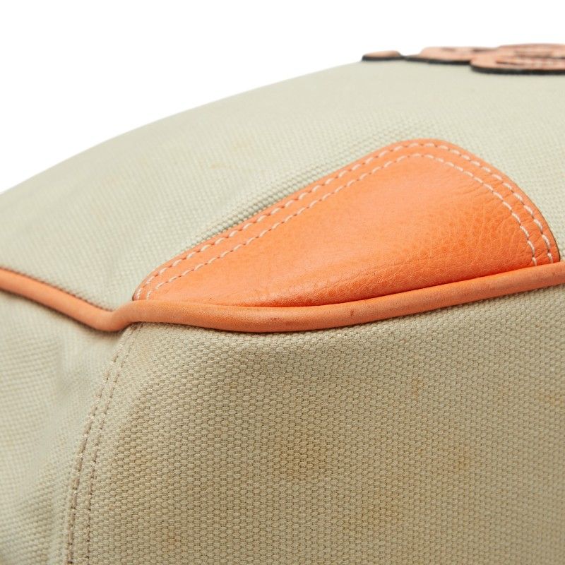 Loewe Anagram Tote Shoulder Bag Beige Orange Canvas Leather — view 5