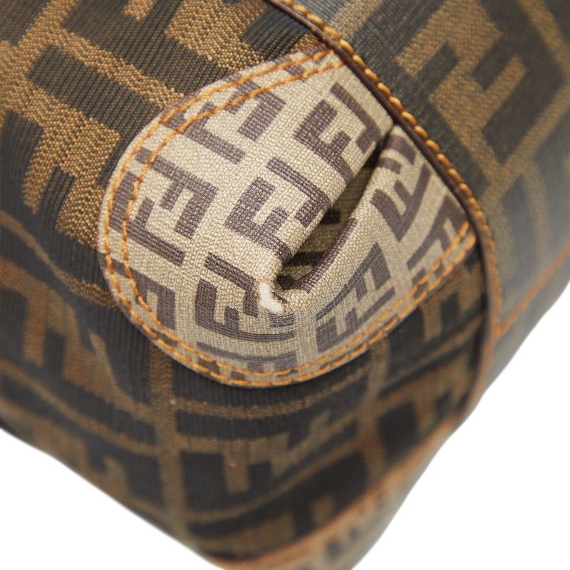 Fendi Zucca Zucchino Handbag Brown Beige Canvas Leather — view 6