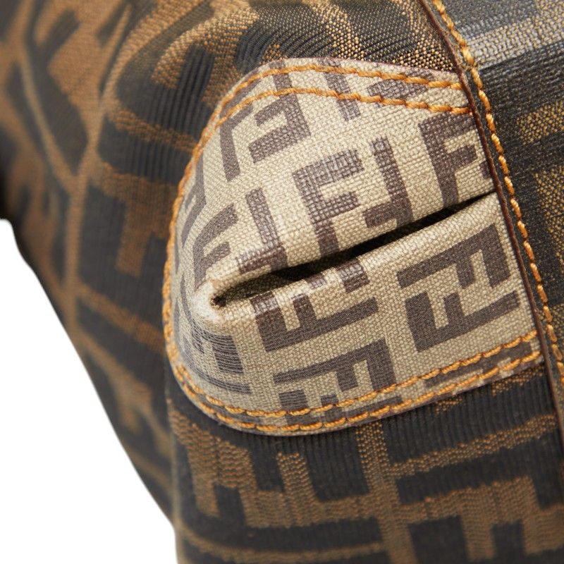 Fendi Zucca Zucchino Handbag Brown Beige Canvas Leather — view 4