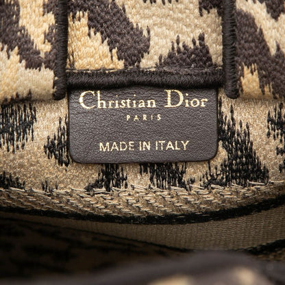 Dior Leopard Book Tote Vertical Mini 2-Way Shoulder Bag Beige Brown Canvas — view 8