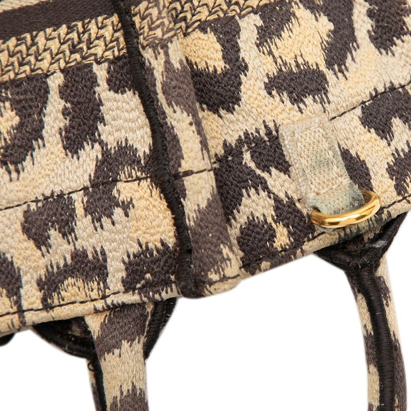 Dior Leopard Book Tote Vertical Mini 2-Way Shoulder Bag Beige Brown Canvas — view 6