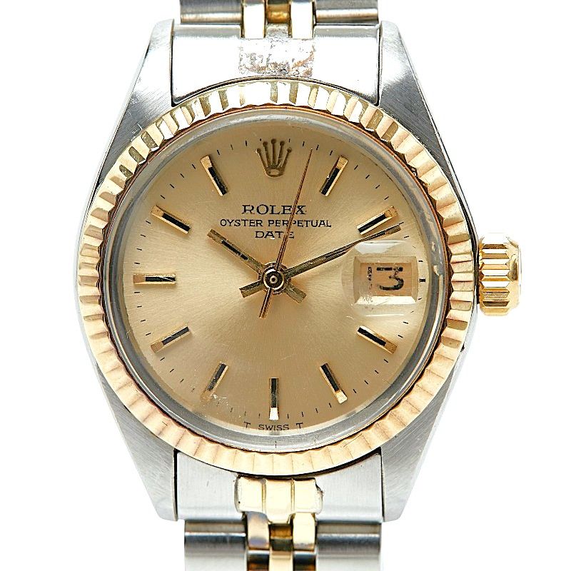 Rolex Oyster Perpetual Date Watch White Gold Silver Stainless Steel 18k White