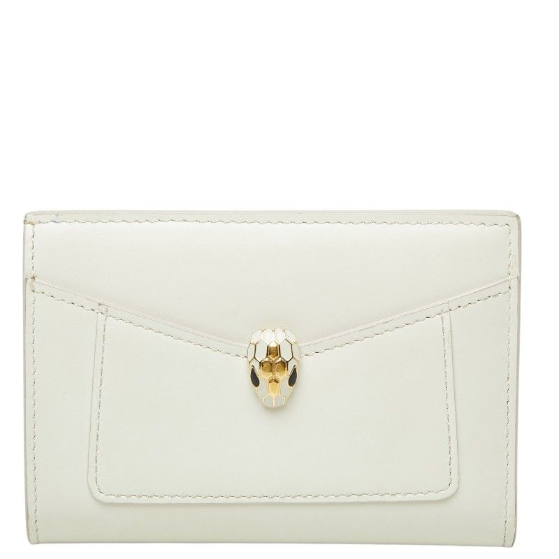 Bvlgari Serpenti Forever Bifold Card Holder Billfold Ivory Calf Leather 1