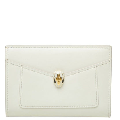 Bvlgari Serpenti Forever Bifold Card Holder Billfold Ivory Calf Leather 1
