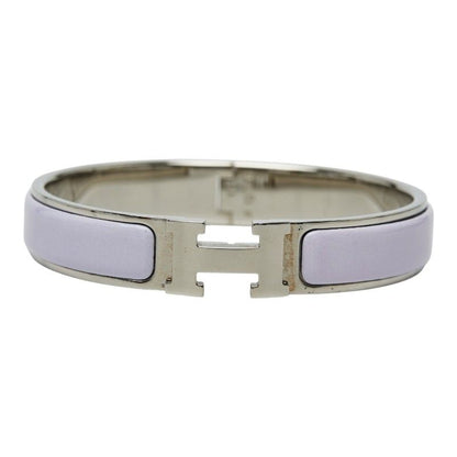 Hermes Click GM Bracelet Bangle Silver Purple Metal Enamel