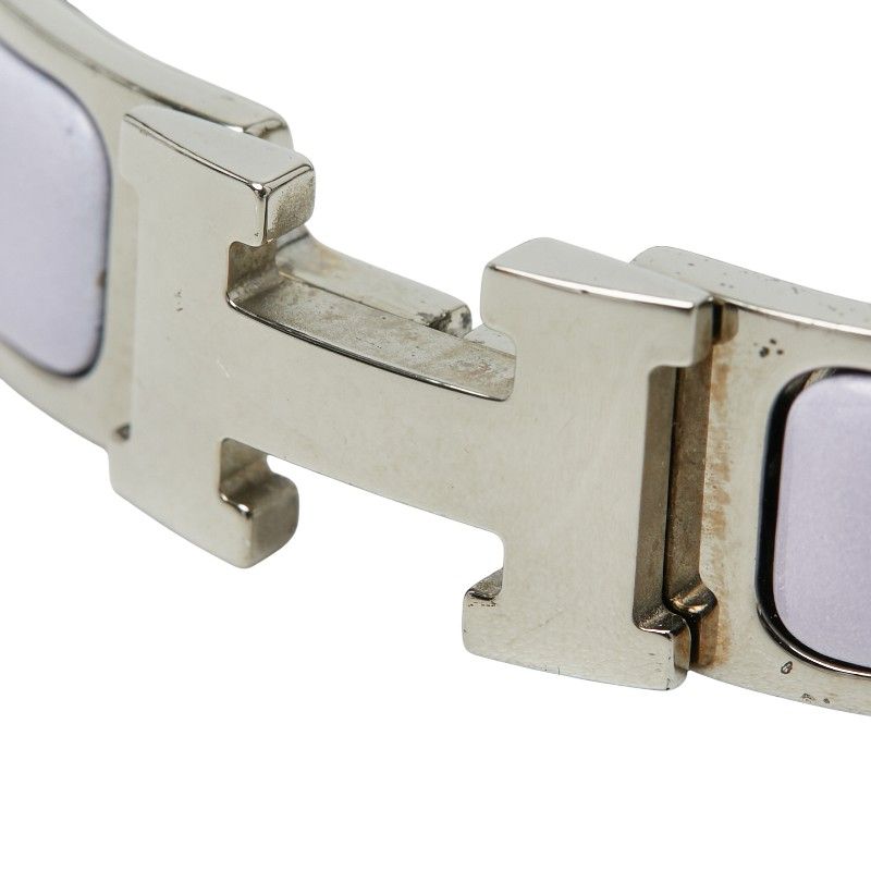 Hermes Click GM Bracelet Bangle Silver Purple Metal Enamel — view 4