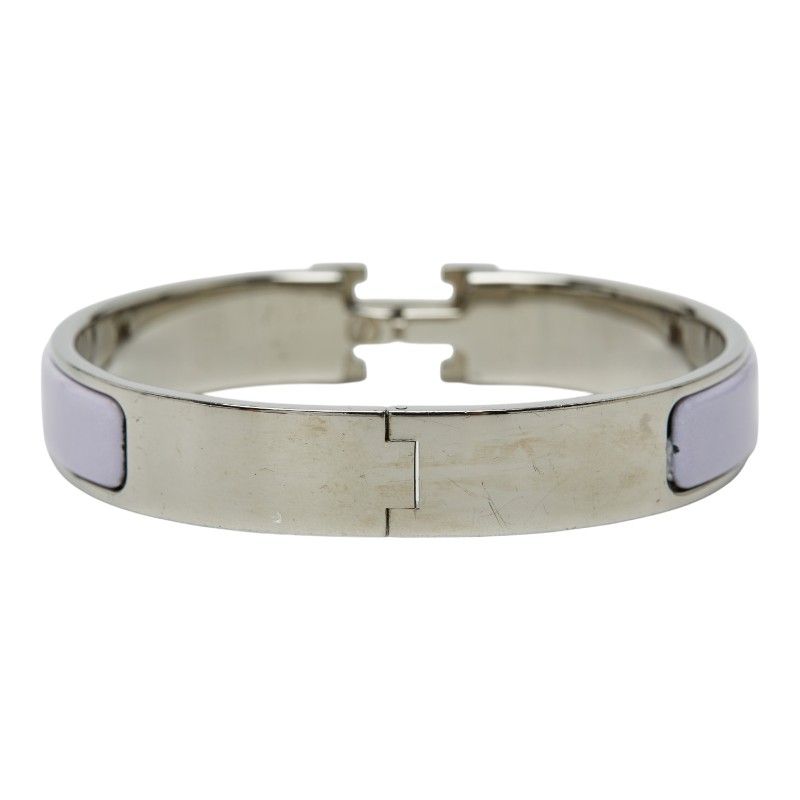 Hermes Click GM Bracelet Bangle Silver Purple Metal Enamel — view 3