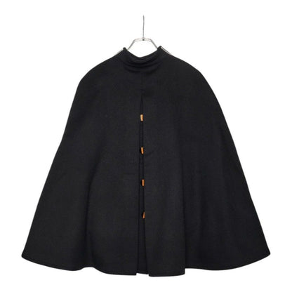 Louis Vuitton Monogram Poncho Cape Coat 40 Black Wool Silk Rayon Cupro — view 2