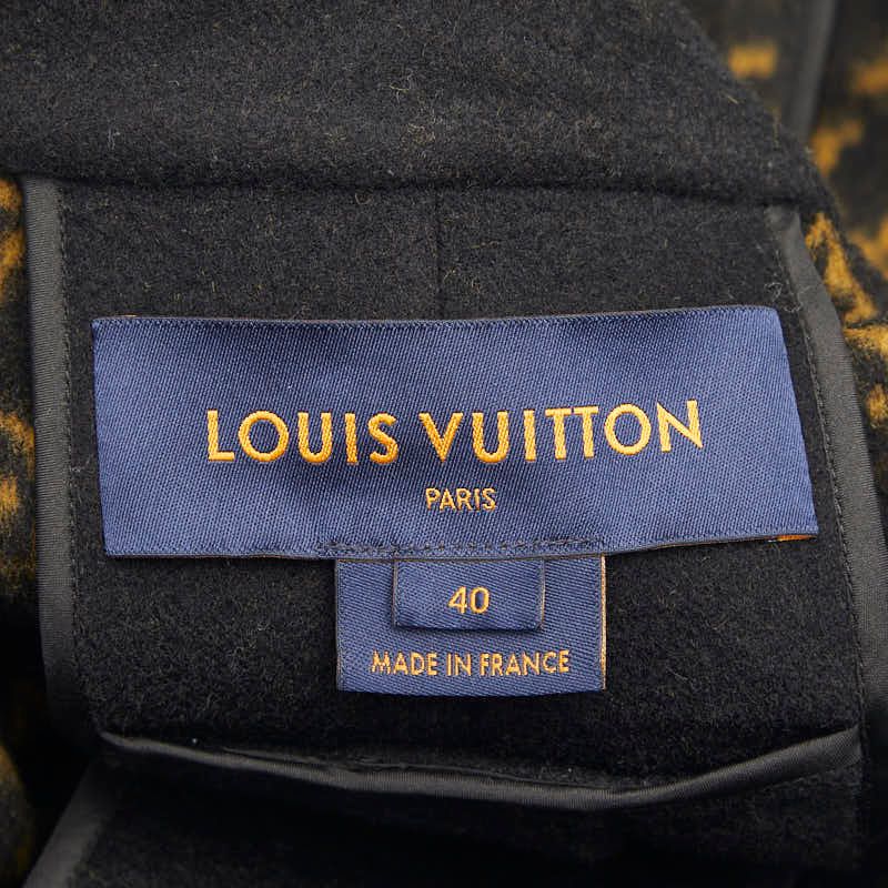 Louis Vuitton Monogram Poncho Cape Coat 40 Black Wool Silk Rayon Cupro — view 5