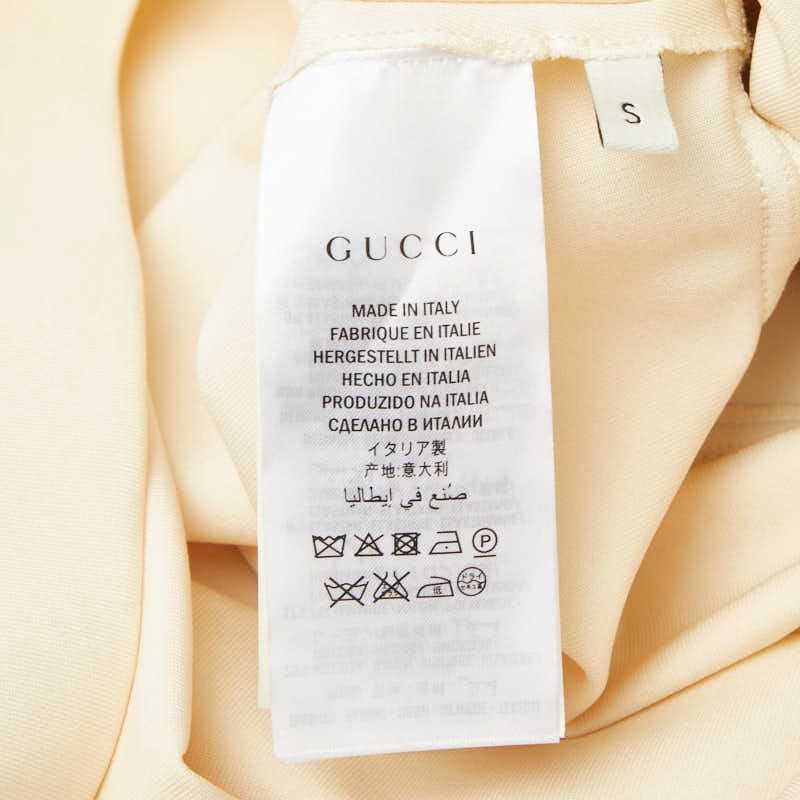 Gucci Web Trim Jersey Dress Sleeveless Ruffle S Beige Rayon Nylon Polyurethane — view 5