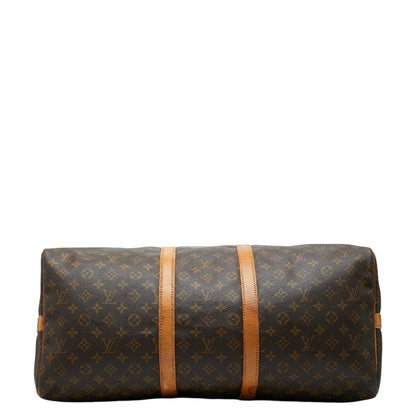 Louis Vuitton Monogram Keepall Bandouliere 55 Boston Bag 2-Way Brown Leather — view 3