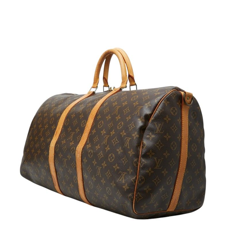 Louis Vuitton Monogram Keepall Bandouliere 55 Boston Bag 2-Way Brown Leather — view 2