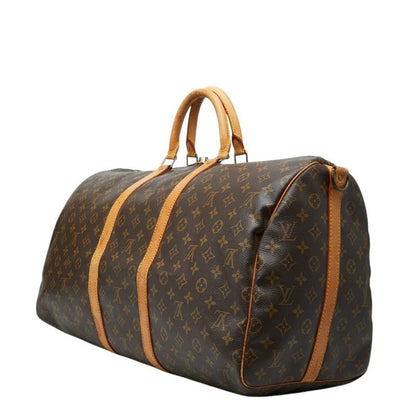 Louis Vuitton Monogram Keepall Bandouliere 55 Boston Bag 2-Way Brown Leather — view 2