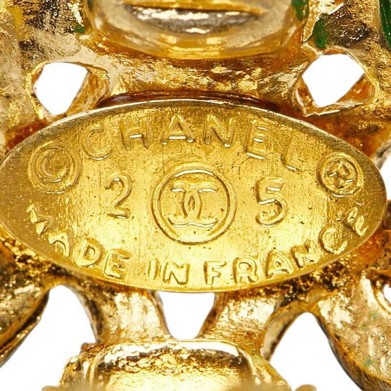 Chanel CC Logo Gripoix Earrings Gold Plated Glass — view 4