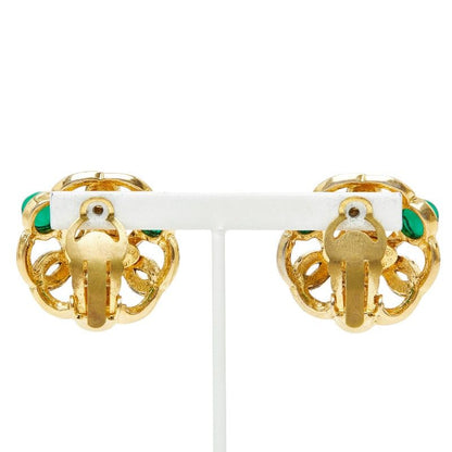 Chanel CC Logo Gripoix Earrings Gold Plated Glass — view 3