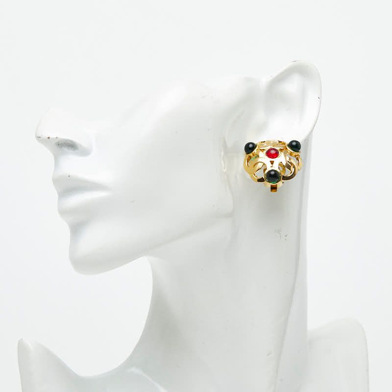 Chanel CC Logo Gripoix Earrings Gold Plated Glass — view 5