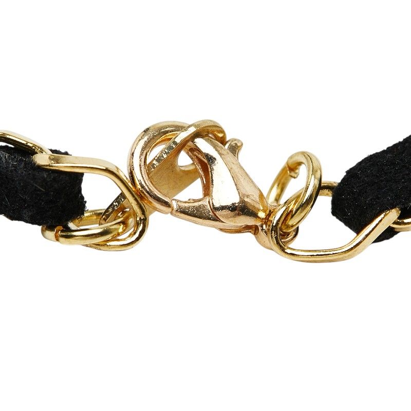 Chanel Perfume Bottle Necklace Clear Black Gold Plated Fabric 1 — view 6