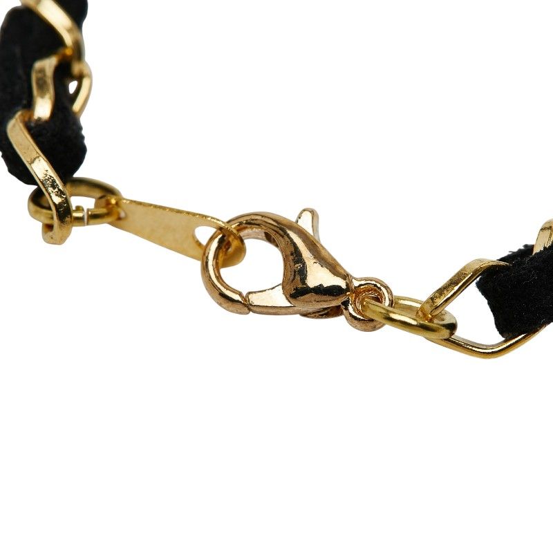 Chanel Perfume Bottle Necklace Clear Gold Black Plated Fabric 1 — view 6